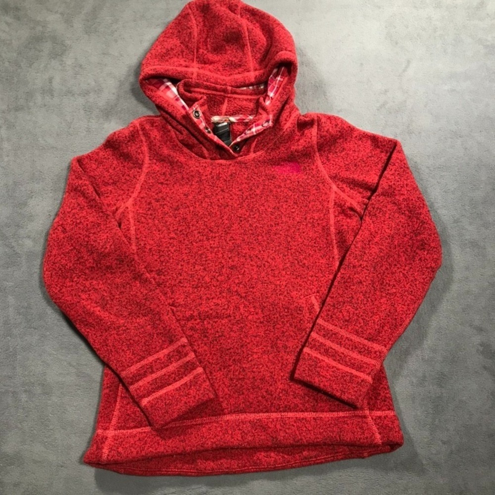 The North Face Womens Hoodie Sweater Size Small Red Salmon Pullover Henley